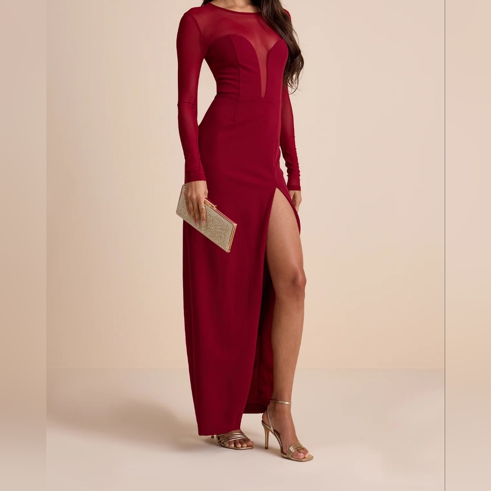 Lulu's Burgundy Long Sleeve Dress